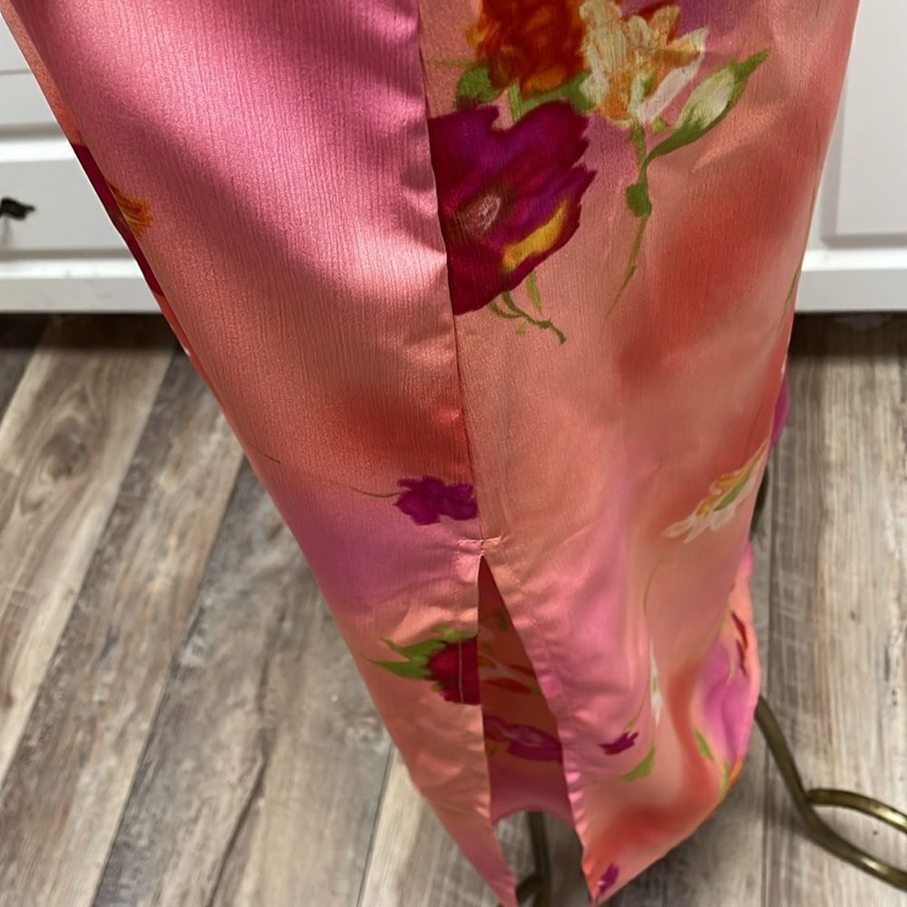 MAGGIE SWEET Womens Sleeveless Belted Maxi Dress 1X Tropical Floral Coral Pink - Picture 10 of 10